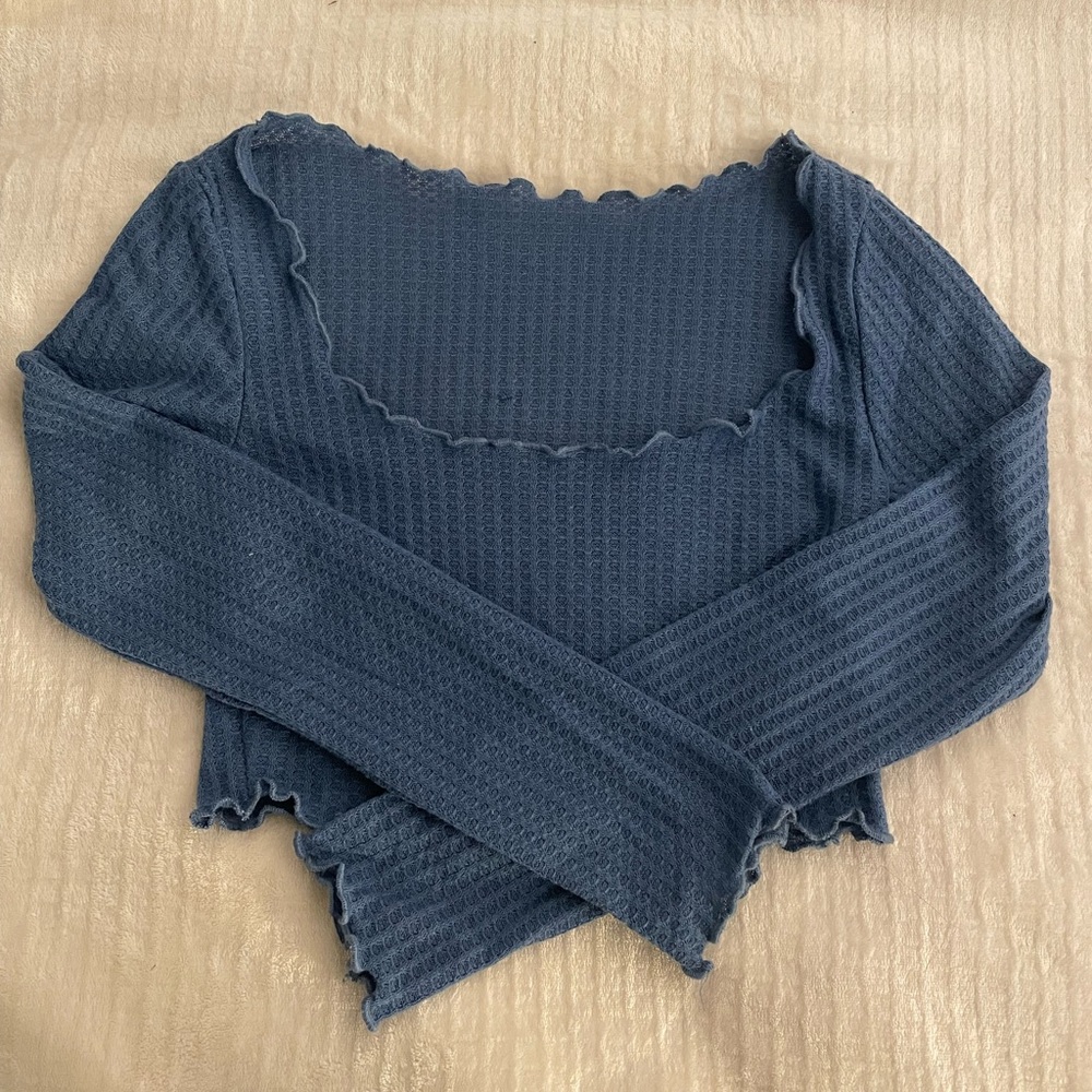 SHEIN Blue Waffleknit Top